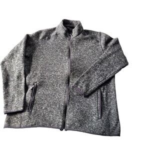 Knit Jacket Womens 3XL Gray Full Zip Stand Up Collar Pockets